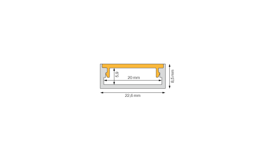 LED-Aluminiumprofil DUO.FLAT 22.6x8.5mm - bis 3m am Stück