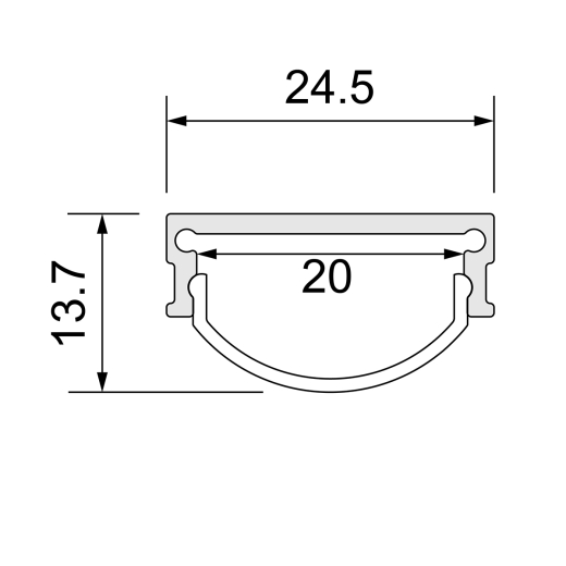 Aluminiumprofil Nexo - 24.5x7.7mm - 3m