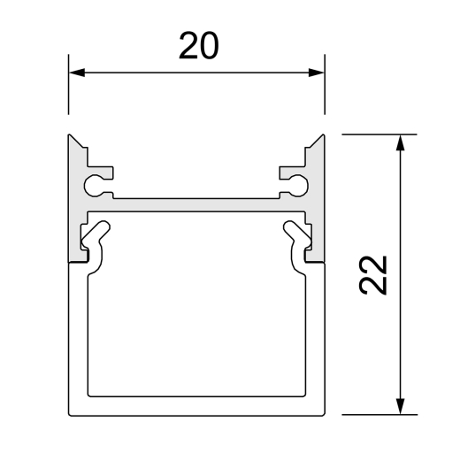 Aluminiumprofil Linea 20 - 20x10mm - bis 3m am Stück