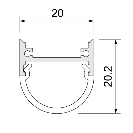Aluminiumprofil Linea 20 - 20x10mm - bis 3m am Stück