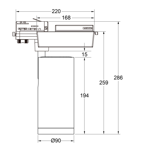 3-Ph Strahler VIBE 30W, 15-60°, CRI90, 2500lm weiss DIM CASAMBI - Tunable White, 2700-6500K