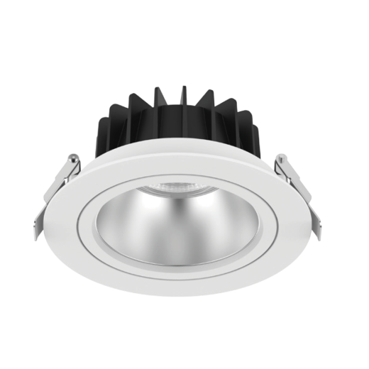 LED-SPOT Downlight 25W, 2200lm, 30/40/5000K, CRI90, 36° IP54 (A:Ø160-Loch:Ø140-150) Blende matt, weiss EIN/AUS