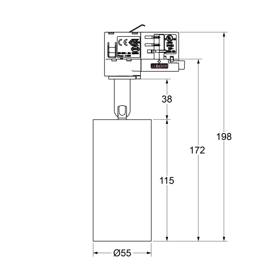 1-Ph Strahler MINI 12W, 15-50°, CRI90, 1050lm, ON/OFF sz