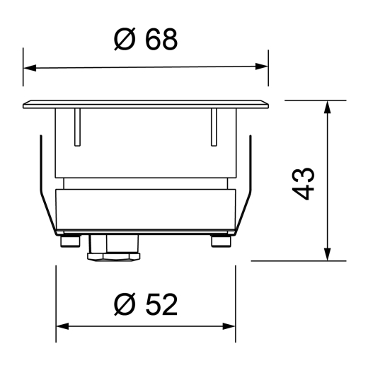 Bodeneinbauleuchte L12 mit geringer Einbautiefe 3W, 8° Abstrahlwinkel, Ø68, 130lm, CRI90, IP65/67