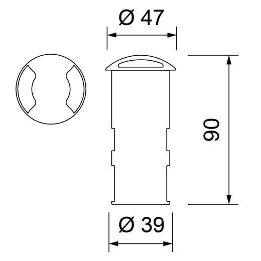 Bodeneinbauleuchte Via Two 1.2W, 60° Abstrahlwinkel, Ø47, 10lm, CRI80, IP65/IP67