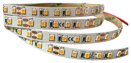 LED-Strip 24V 12W/m, 120Leds/m, 1200lm/W, CRI>95, cut=50mm IP20 - 2700K (mit hohem Rotspektrum für Fleischtheken) 8mm - 5m Rolle