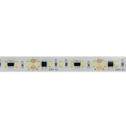 LED Stripe 230V 120LED/m 15W 1485lm/m CRI90 12x4mm cut=5cm IP67 2700K - 20m Rolle