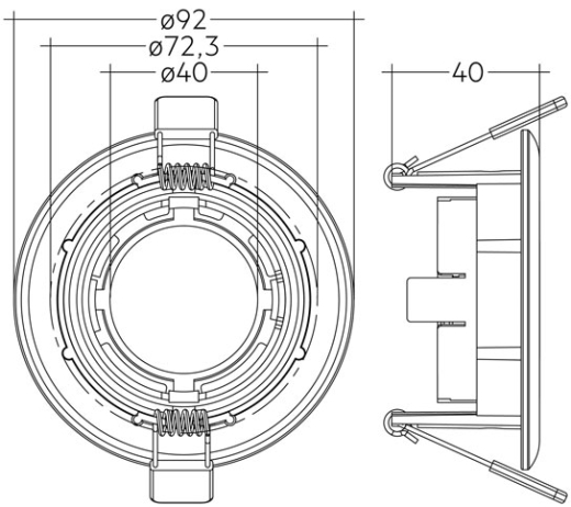 Deckeneinbauringe Aussen: 92mm, 30° schwenkbar, (Bohrloch 75mm), schwarz