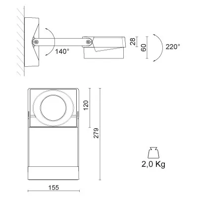 Wandleuchte LITO Base, IP66, 3000K, 3350lm
