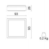 Decken-/Wandleuchte IP40 Indoor auadratisch 93x93x26mm