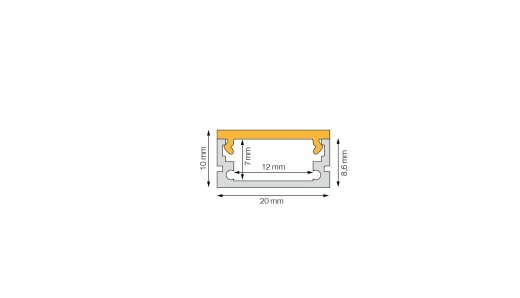 FULL.FLAT - Aluminiumprofil - 20x8,5mm - bis 3m am Stück
