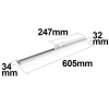 Schienenstrahler Linear >Ra90, Aluminium 605x34x32, 110° 20W ws