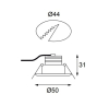 Mini LED Einbauleuchte 3W, 100°, (A:Ø50-Loch:Ø44), 165lm, CRI90, IP44, Ph.Dim sz