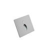 Wandeinbauleuchte LED 86×86mm, 1,6W, 3000K, CRI 90, PIR Tag/Nacht, IP65, engstrahlend, silbergrau