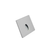 Wandeinbauleuchte LED 86×86mm, 2,5W, 3000K, CRI 90, ON/OFF, IP65, engstrahlend, silbergrau