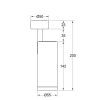 3-Ph Strahler VIBE 10W, 8-50°, CRI97, 470lm, DimOnBody, mit Baldachin zum Aufbau ws