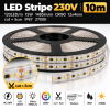 LED Stripe 230V 120LED/m 15W 1485lm/m CRI90 12x4mm cut=5cm IP67 2700K - 10m Rolle