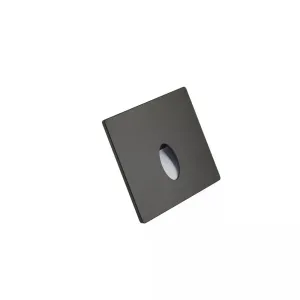 Wandeinbauleuchte LED 86×86mm, 2,5W, 3000K, CRI 90, ON/OFF, IP65, engstrahlend, schwarz