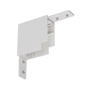 Eckstück 90° (starr) mit Montagewinkel für Schienenprofil T2, nicht leitend, weiss oder schwarz